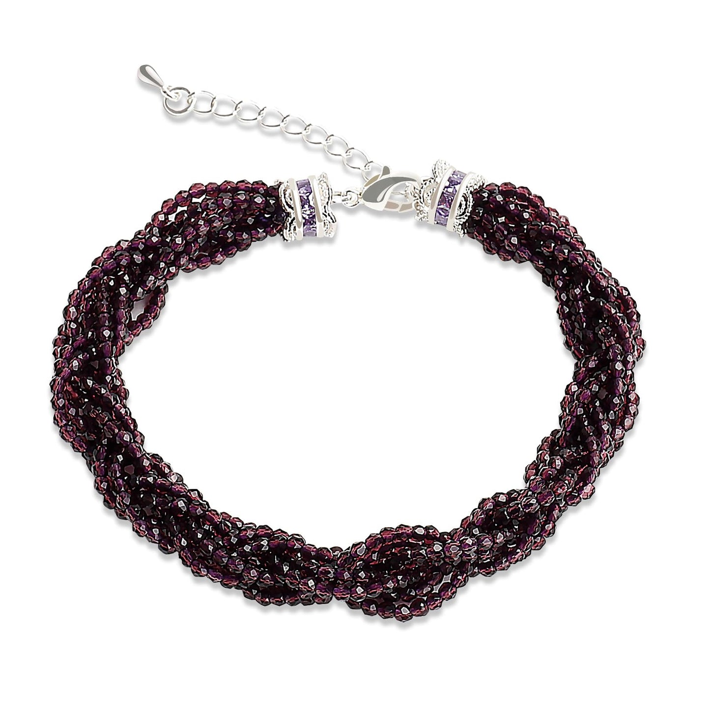 Oilcnik Purple Healing Crystal Charm Bracelet – Trendy Adjustable 7–10″ Dainty Jewelry, Perfect Friendship Bracelet & thoughtful gifts for women.