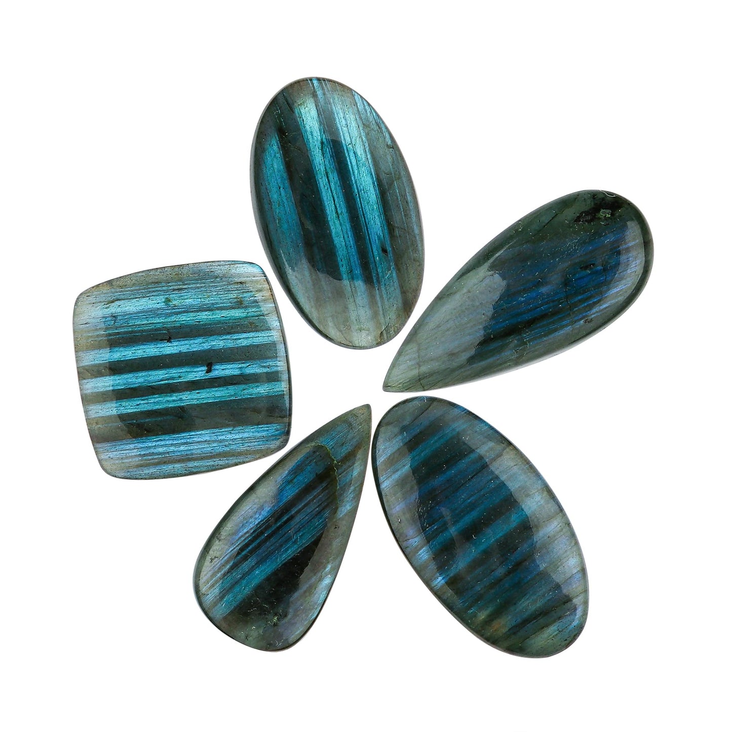 CRYSTALIS 5pcs, Magic-Pattern Labradorite Loose Gemstone, Natural Wholesale Bulk Cabochons Jewelry Making Supply, Chakra-Healing Polished Stone, Wire Wrapping, DIY, Gem Collection [Size : 20-30mm]