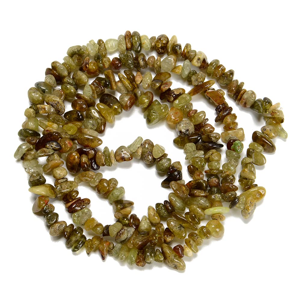 jodaying 5-8mm Natural Green Garnet Gemstone Chips Healing Gravel Bracelets Necklace Kit Irregular Tumble Stone Beads DIY Crafts Design Jewelry Making 32"