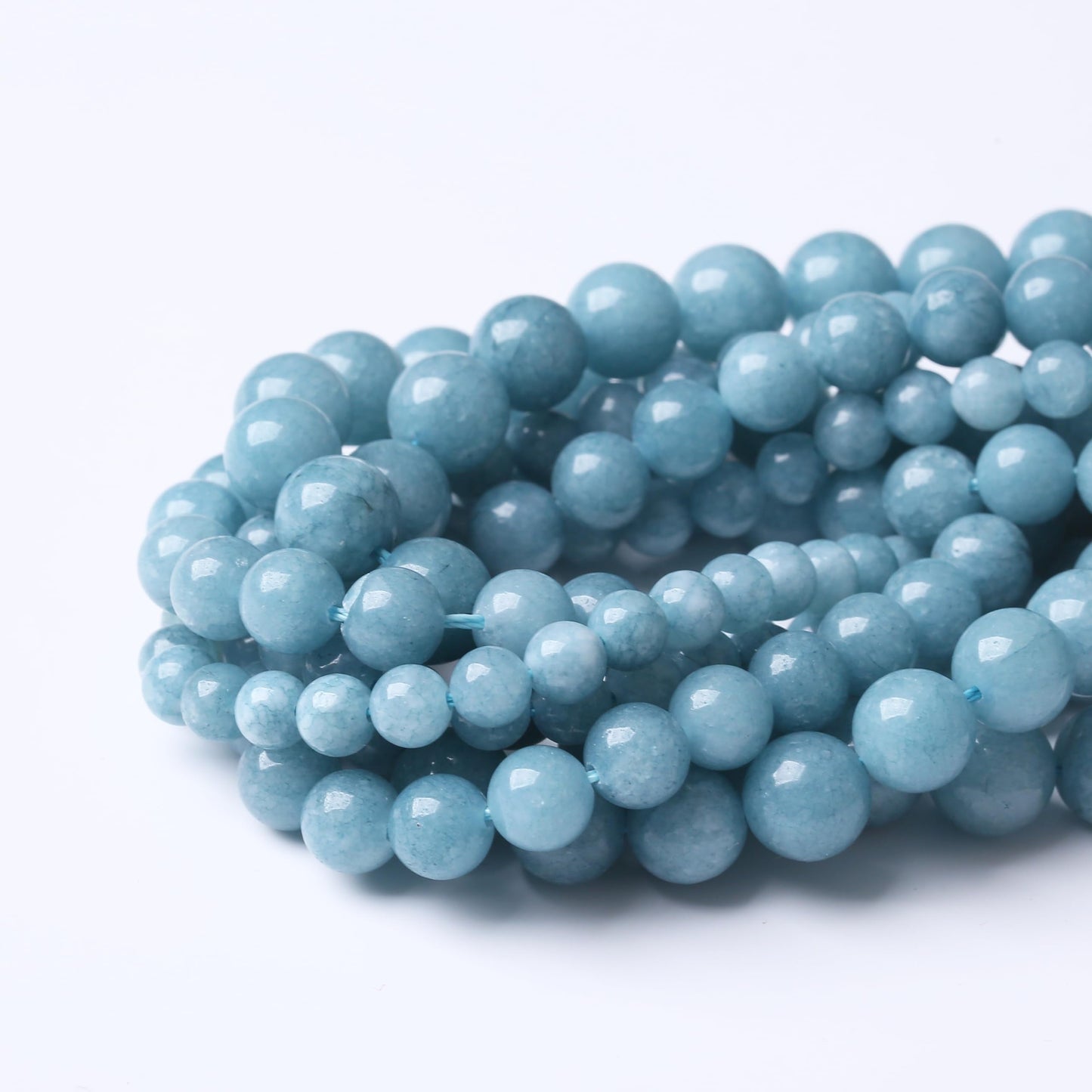Blue Chalcedony Beads Gemstone Round Crystal Energy Jade Stone Beads for Jewelry Making DIY Bracelet Necklace 1 Strand 15.5inch 35PCS 10MM