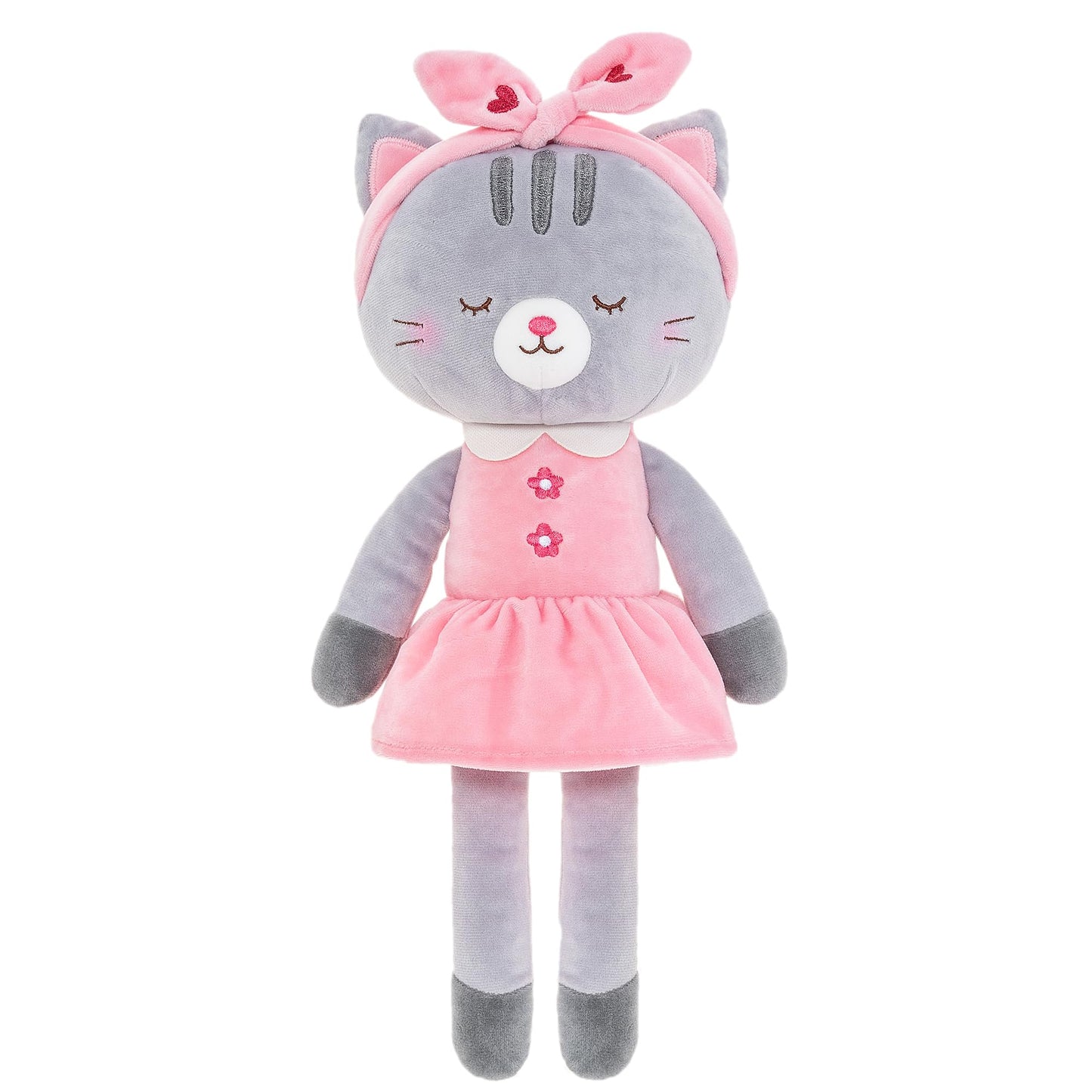 Lazada Stuffed Cat Dolls Animal Kitty Plush Toy Baby Girl Gifts Gray with Hair Band 16"