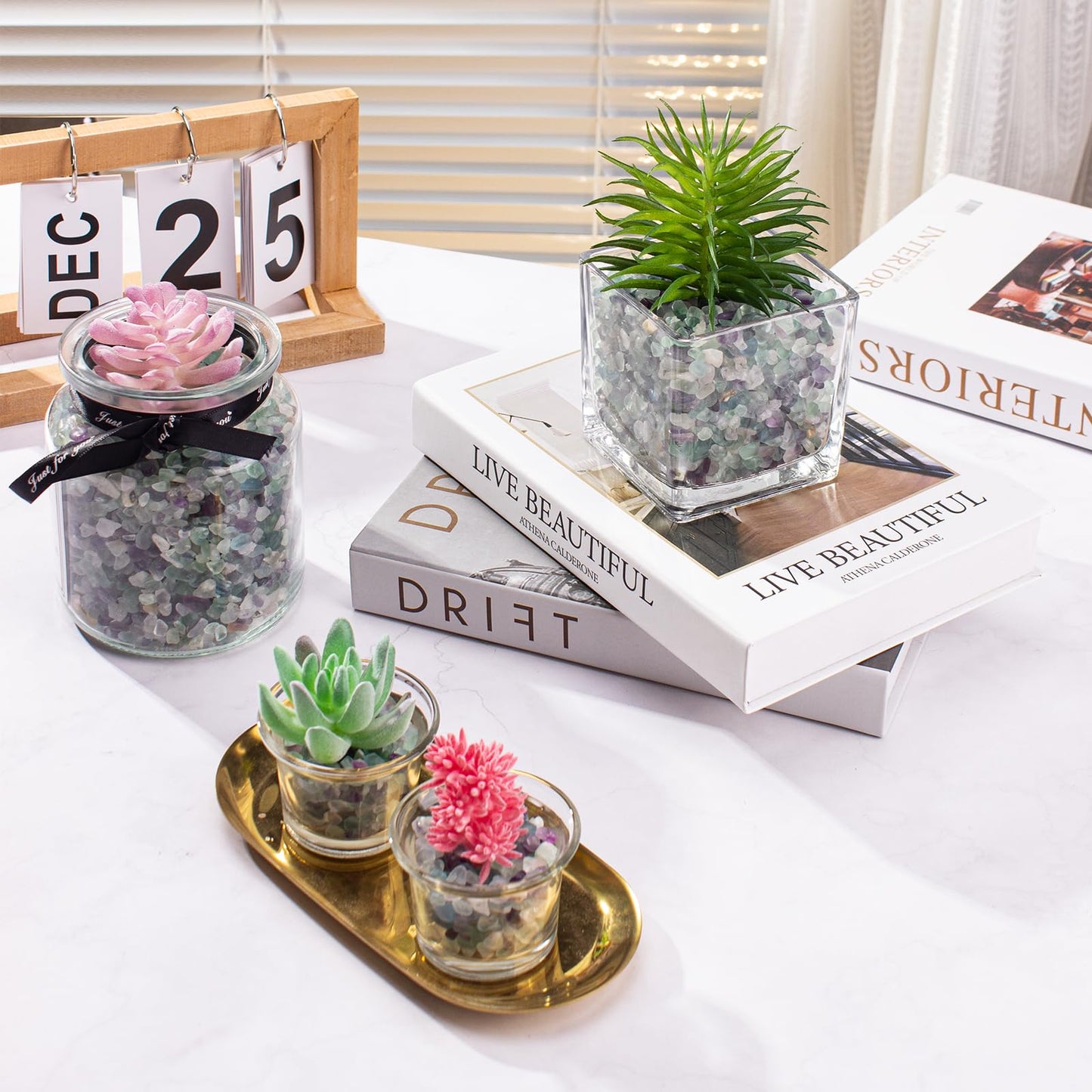 EZEELAI 0.5 Lb/230g Fluorite Crystal Chips Stones Decorative Crystal Pebbles, Irregular Shaped Natural Quartz Stones Aquarium Gravel Rocks for Vases Filler, Garden and Fish Tank Decoration