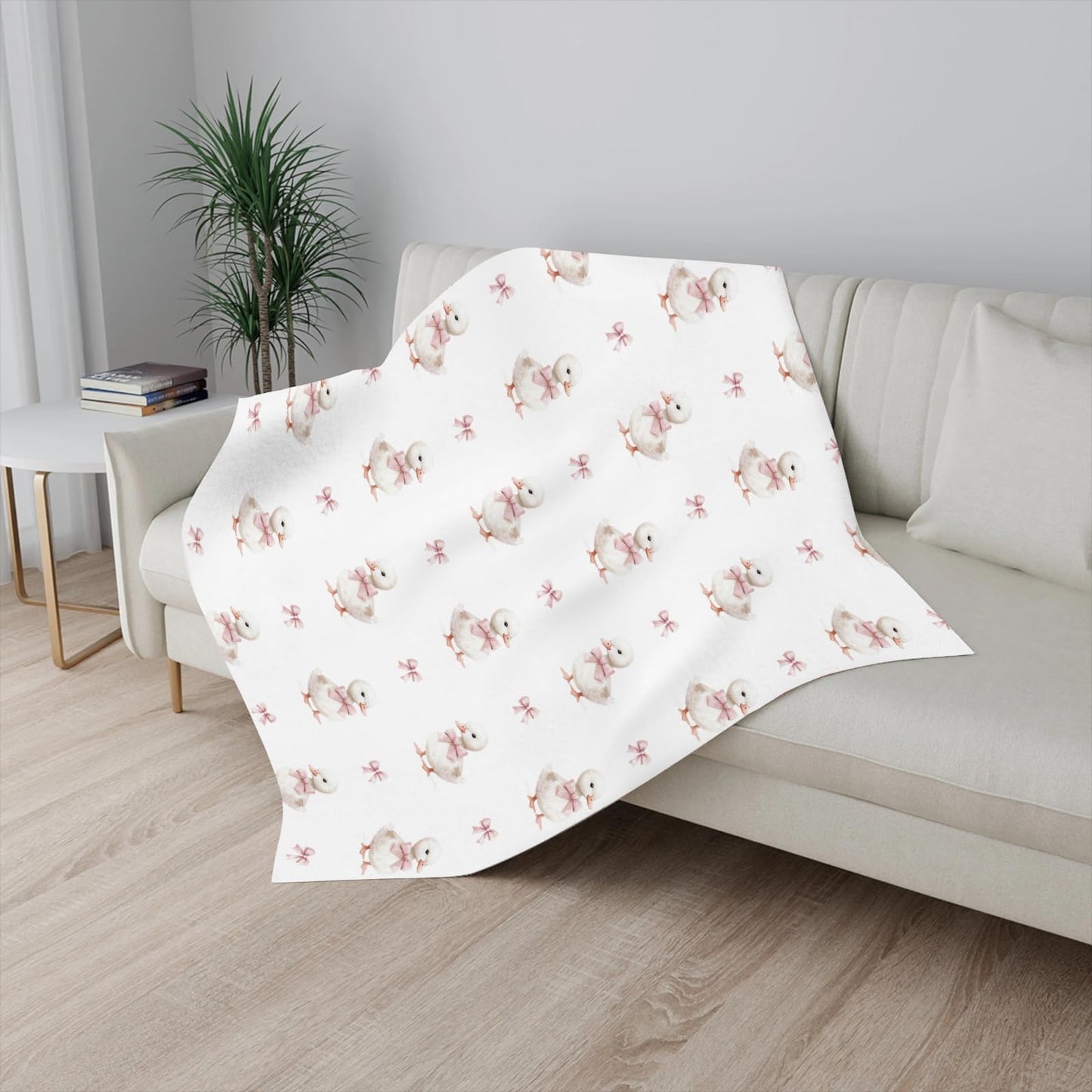Cute Duck Pink Bows Baby Blankets for Boy Girl Farm Ducks Swaddle Flannel Receiving Blanket Soft Lightweight Infant Toddler Newborn Crib Stroller Ducks 40x50inch