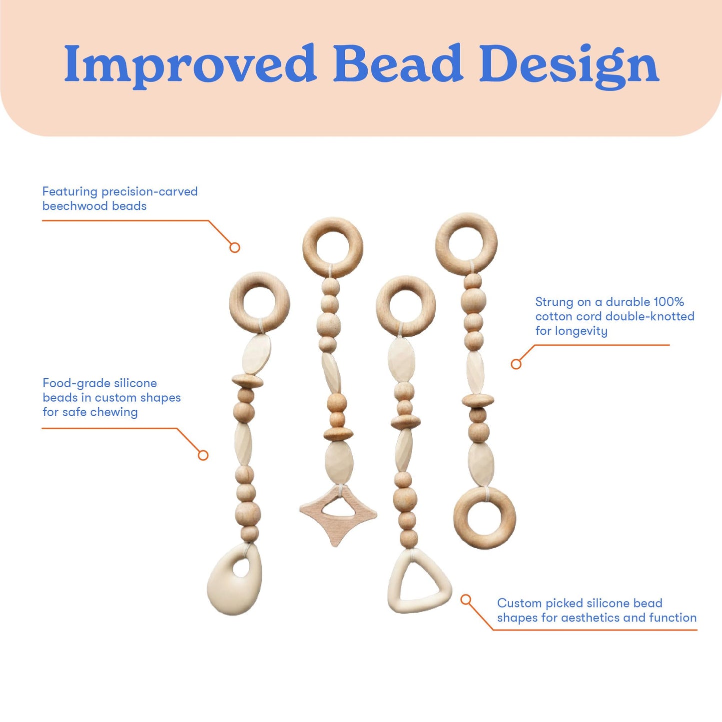 Poppyseed Play Wooden Baby Play Gym | Montessori-Inspired Activity Center with 4 Hanging Toys | Natural Wood & Silicone | Ideal for Tummy Time, Sensory Play & Motor Skill Growth | 0-12 Months