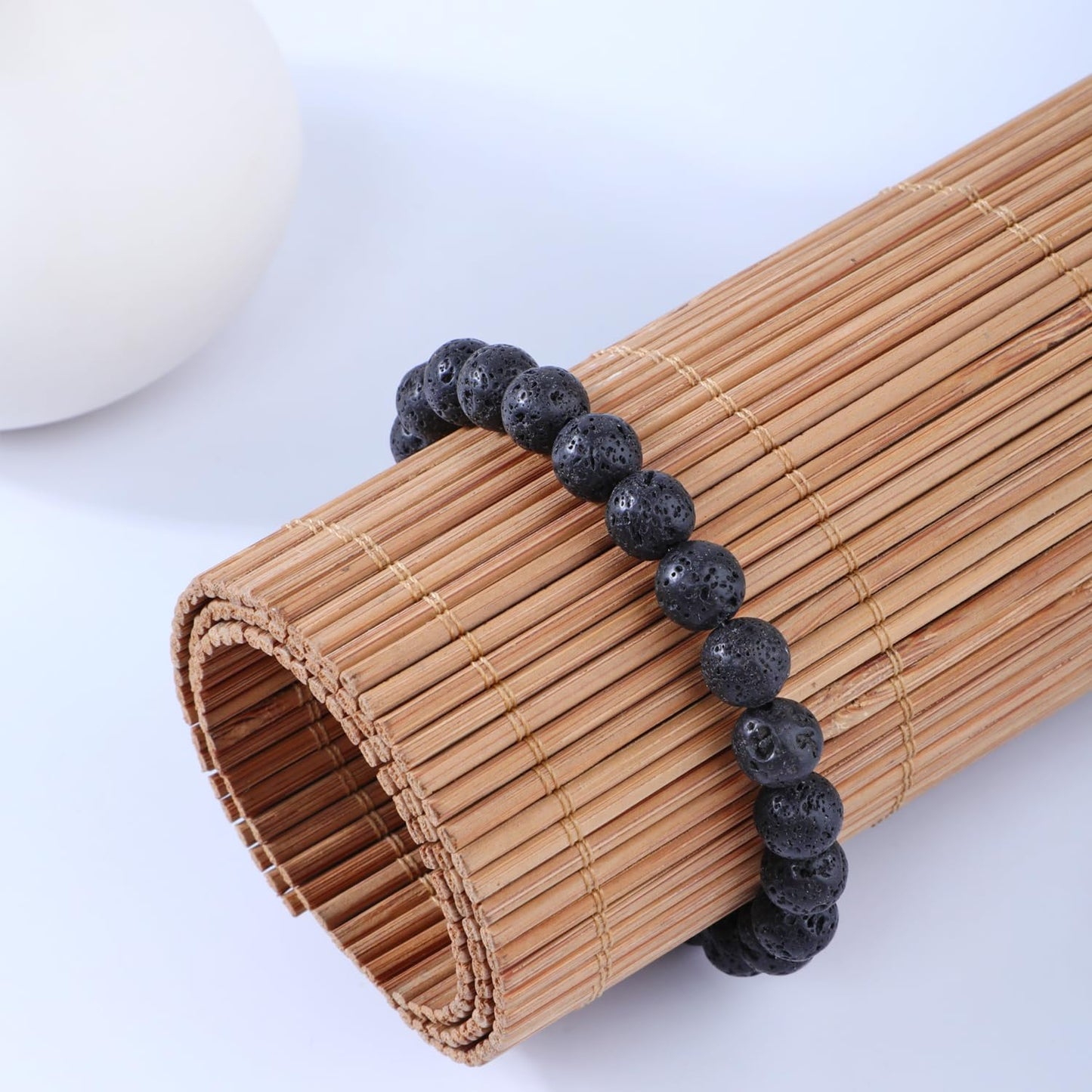 Bymitel 8mm Black Lava - Handmade Reiki Gemstone Stretch Bracelet, Natural Beauty & Spiritual Essence, Crystal Healing for Unisex Adults