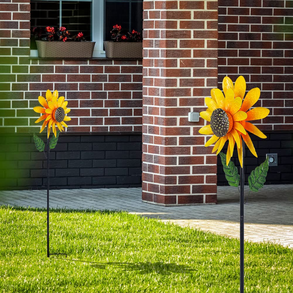 Viveta Sunflower Wind Spinner, 56" Metal Wind Spinner with Stake, Wind Spinners for Yard and Garden Lawn Patio Decor