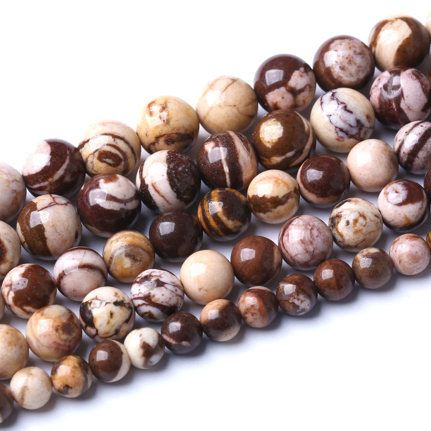 10mm 38pcs Natural Stone Beads Australia Zebra Gemstone Round Loose Beads for Jewelry Making DIY Bracelet Crystal Energy Healing Power Stone (10mm, Australian Zebra Jasper)