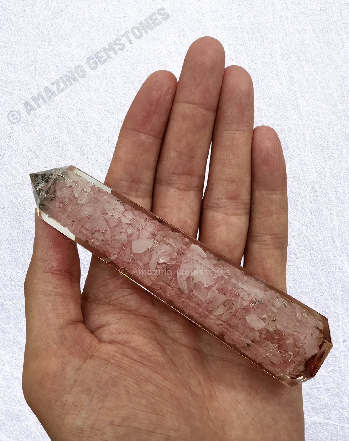 Amazing Gemstone Rose Quartz Crystal Orgonite Towers - Natural Healing Crystal Point Obelisk for Reiki Healing and Crystal Grid (4.5 Inch to 5 Inch, Pack of 1)