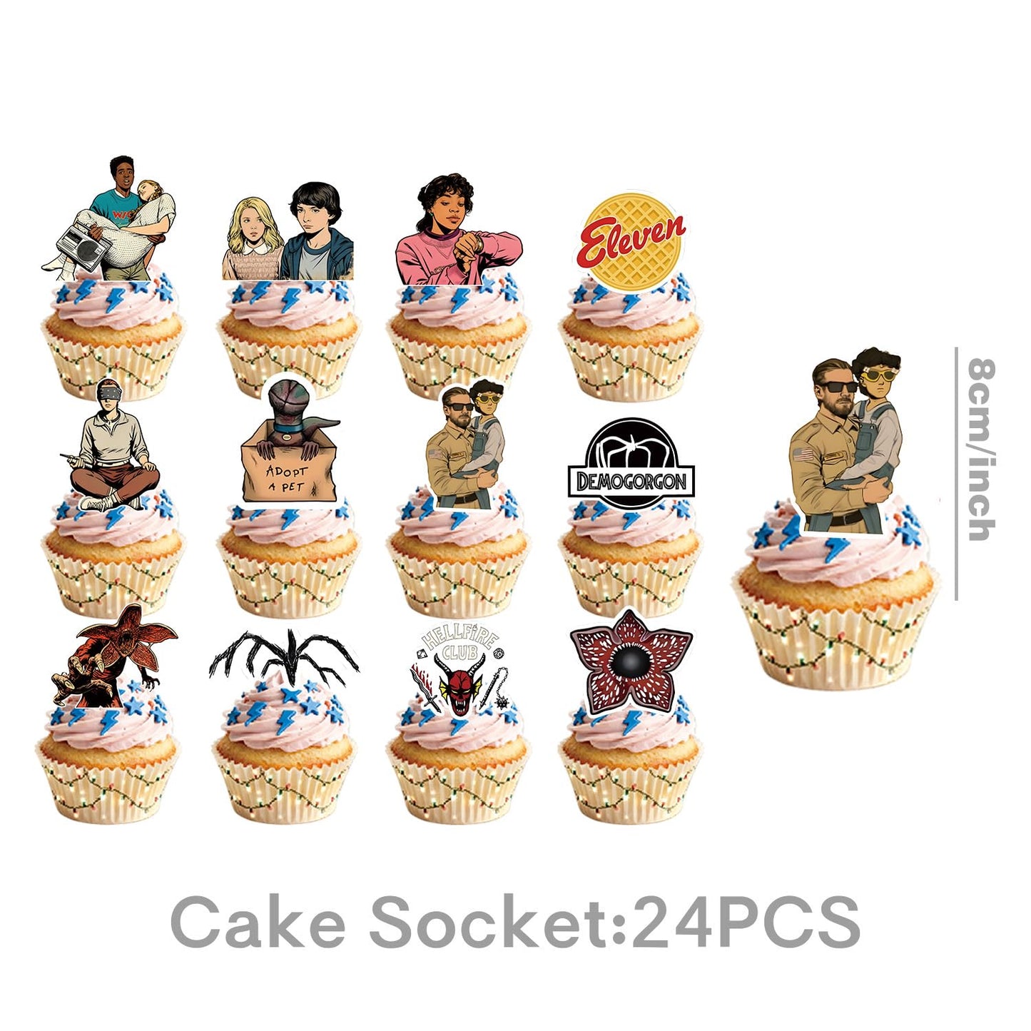 50pcs Stranger season 5 Things Party Supplies for kids, Birthday Decorations Set Include Banner, Balloonss, Hanging Swirls, Cake Cupcake Toppers for Boys Girls Theme Party ( Things 5-B)