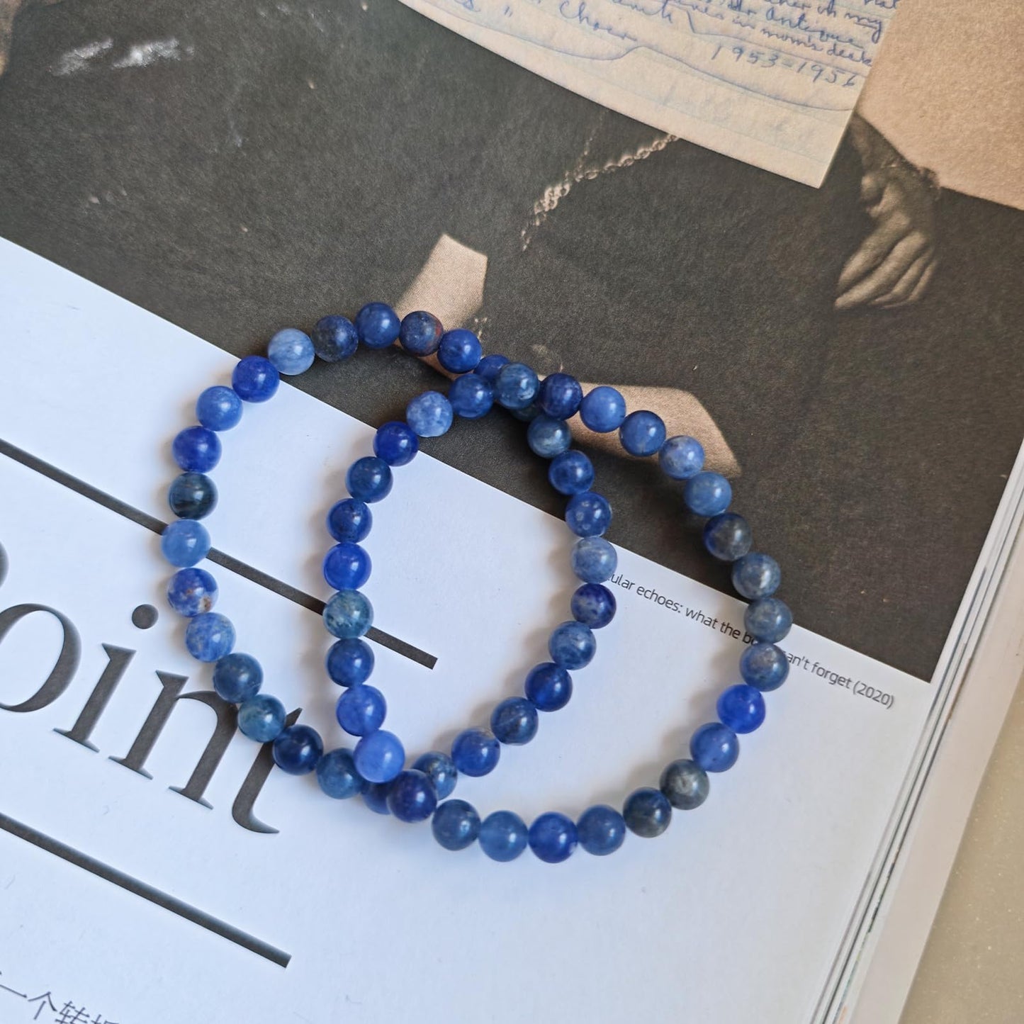 CHCCOYE 6mm Natural Healing Gemstone Bracelet Handmade Yoga Stretch Elastic Bracelet Stress Relief Crystal Jewelry for Men and Women (6mm, Blue Sodalite)