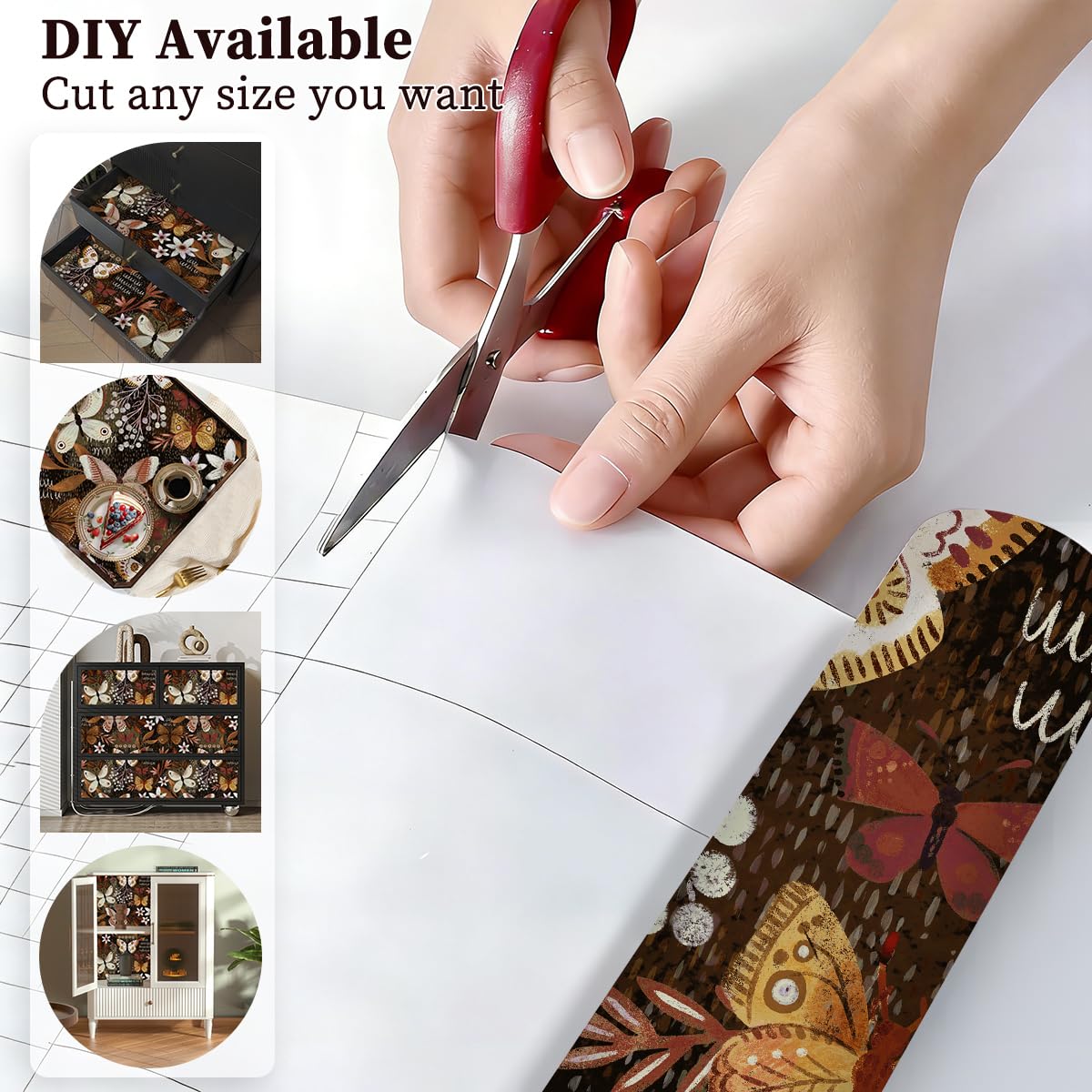 Luvdecor Shelf Liner Self Adhesive Shelf Liner Drawer and Cabinet Liners for Kitchen Floral Peel and Stick Waterproof Contact Paper Countertop Pantry Dresser Liners 17.7 x 118 in