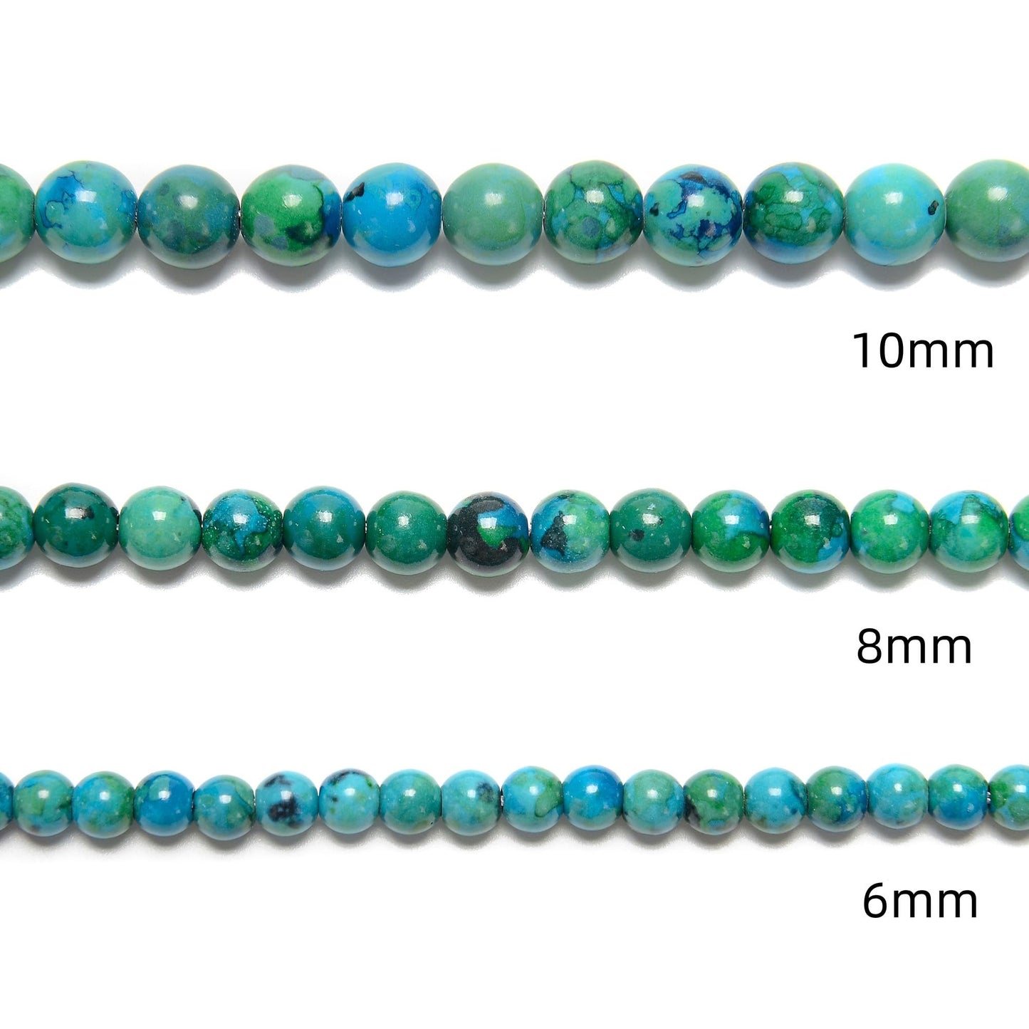 Land Long 120pcs(2 Strand/Set) 6mm Azurite Gemstone Beads with Healing Power, Smooth Round Energy Stone Beads for Jewlery Bracelets Earrings Making DIY