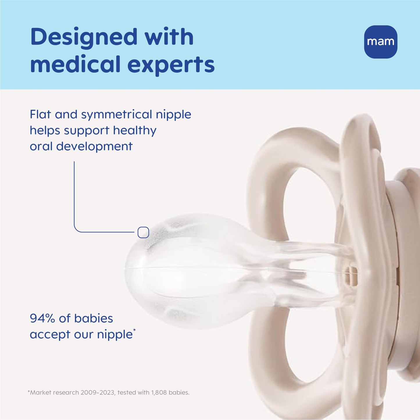 MAM Air Pacifier for Babies 6-16 Months, Extra Air Flow for Sensitive Skin, Developed with Medical Experts, BPA-Free Skin Soft Silicone, 4 Count, Made in Europe