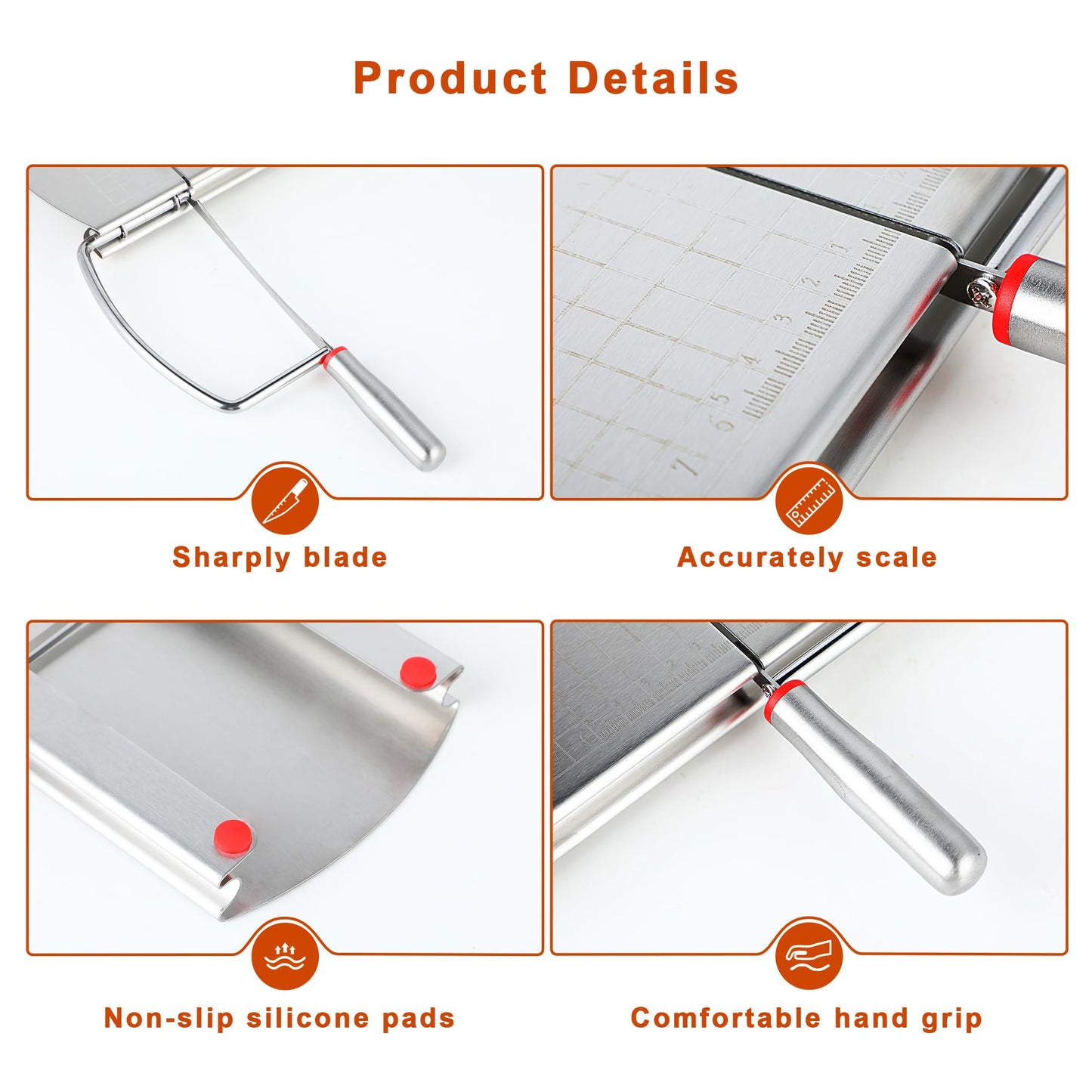 Cheese Slicer, Multipurpose Cheese Cutter Stainless Steel Cheese Slicers for Block Cheese, Butter, Sausages, Fruits Kitchen Gadget Cheese Cutting Board