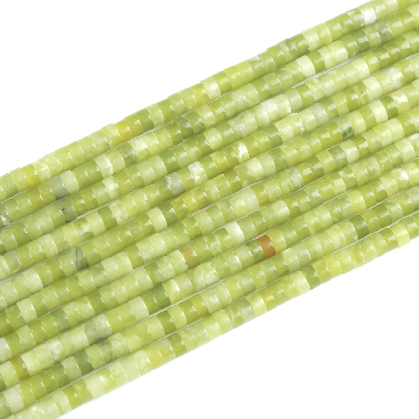 150pcs 2x4mm Natural Chinese Green Jade Tube Shape Beads Loose Flat Round Cylinder Flat Spacer Green Stone Beads for Bracelet Earrings Jewelry Making