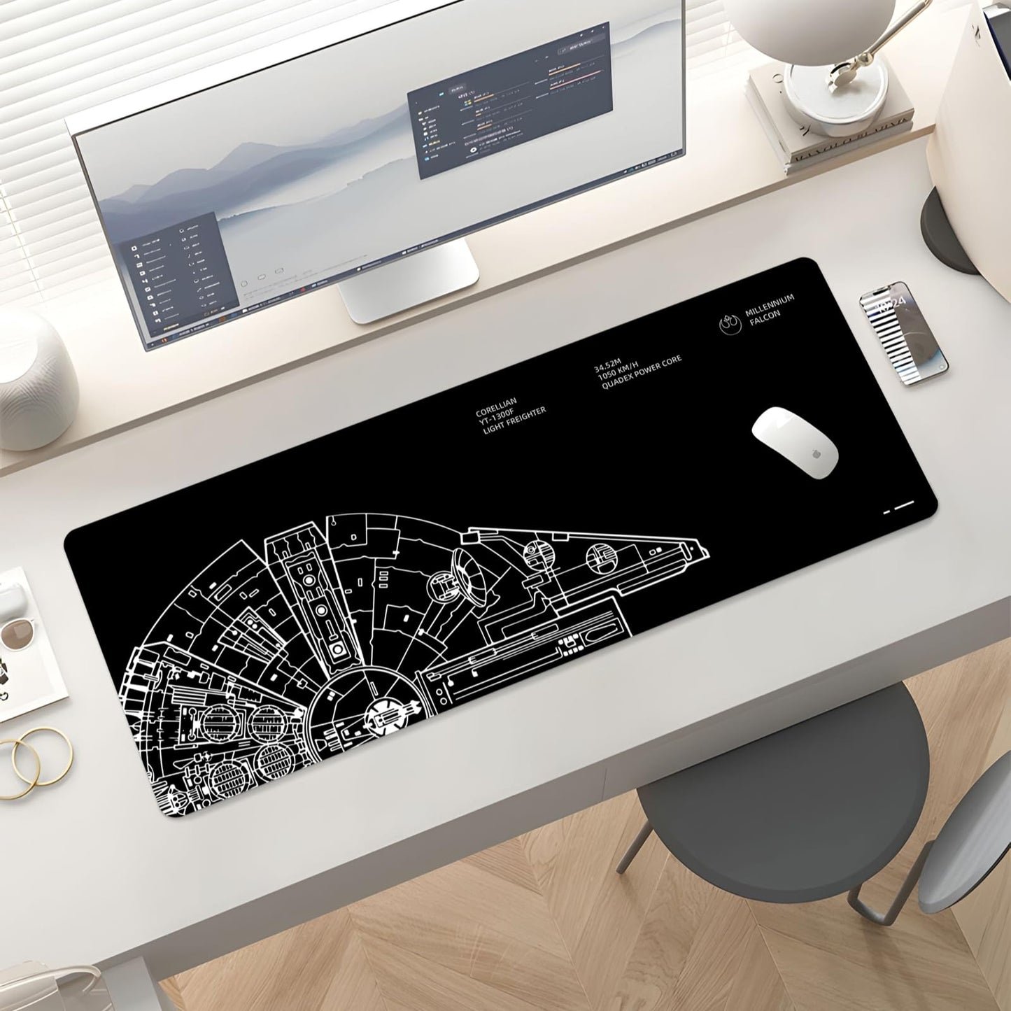Stanoha Mousepad Desk Mat Gaming Large Keyboard Cute Office Desktop Computer Laptop Black XXL Long Giant Big Cool Modern Design Unique for Women Girls Men Boys Gamer Oversized Wide 30x12'' Mousepad