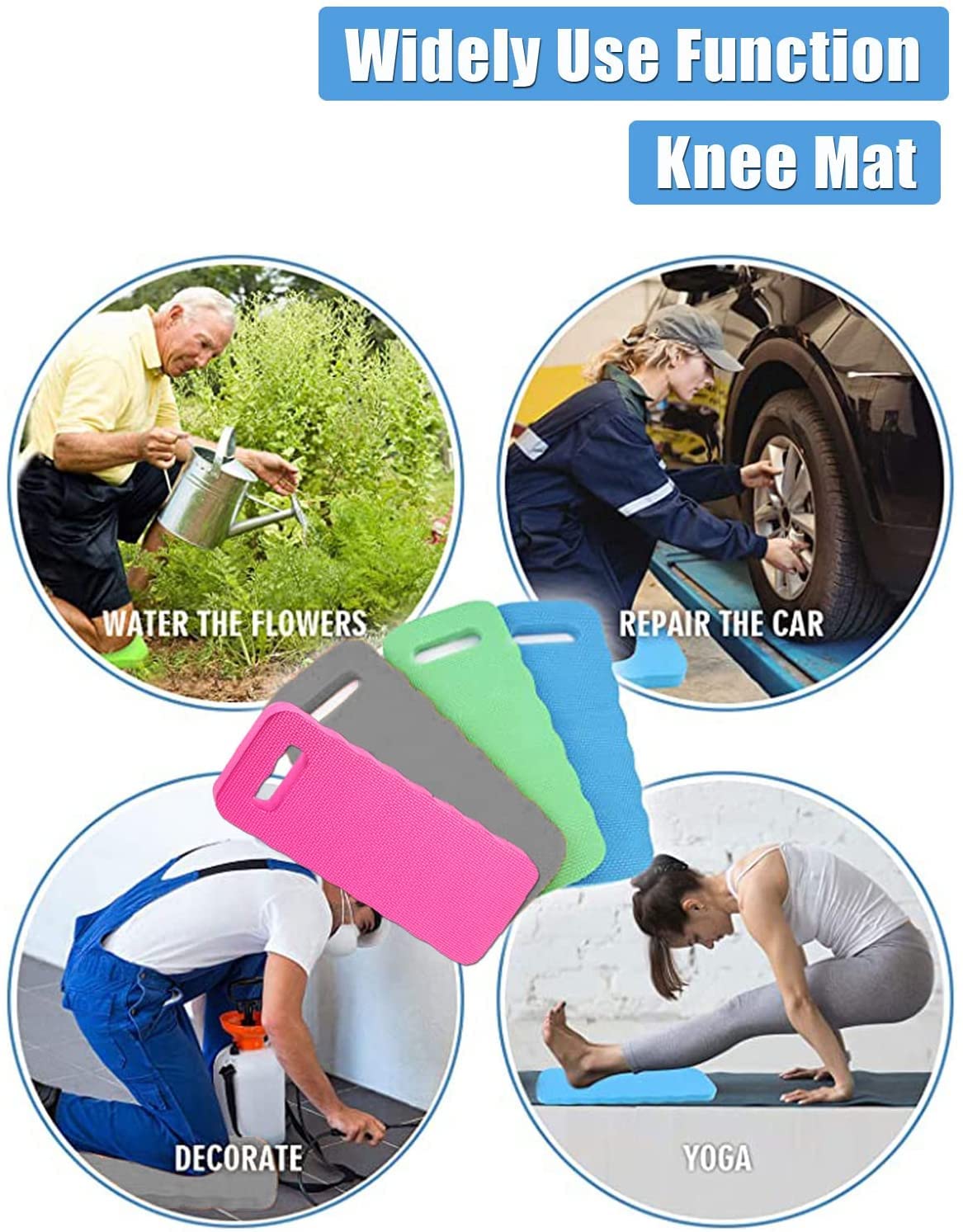 YWSHF 2 PCS Garden Kneeling Pad,Knee Mat Waterproof Foam Knee Pads for Gardening,Cleaning,Baby Bath,Yoga,Praying and Exercise 15.745'' x 7.09'' x 0.79''