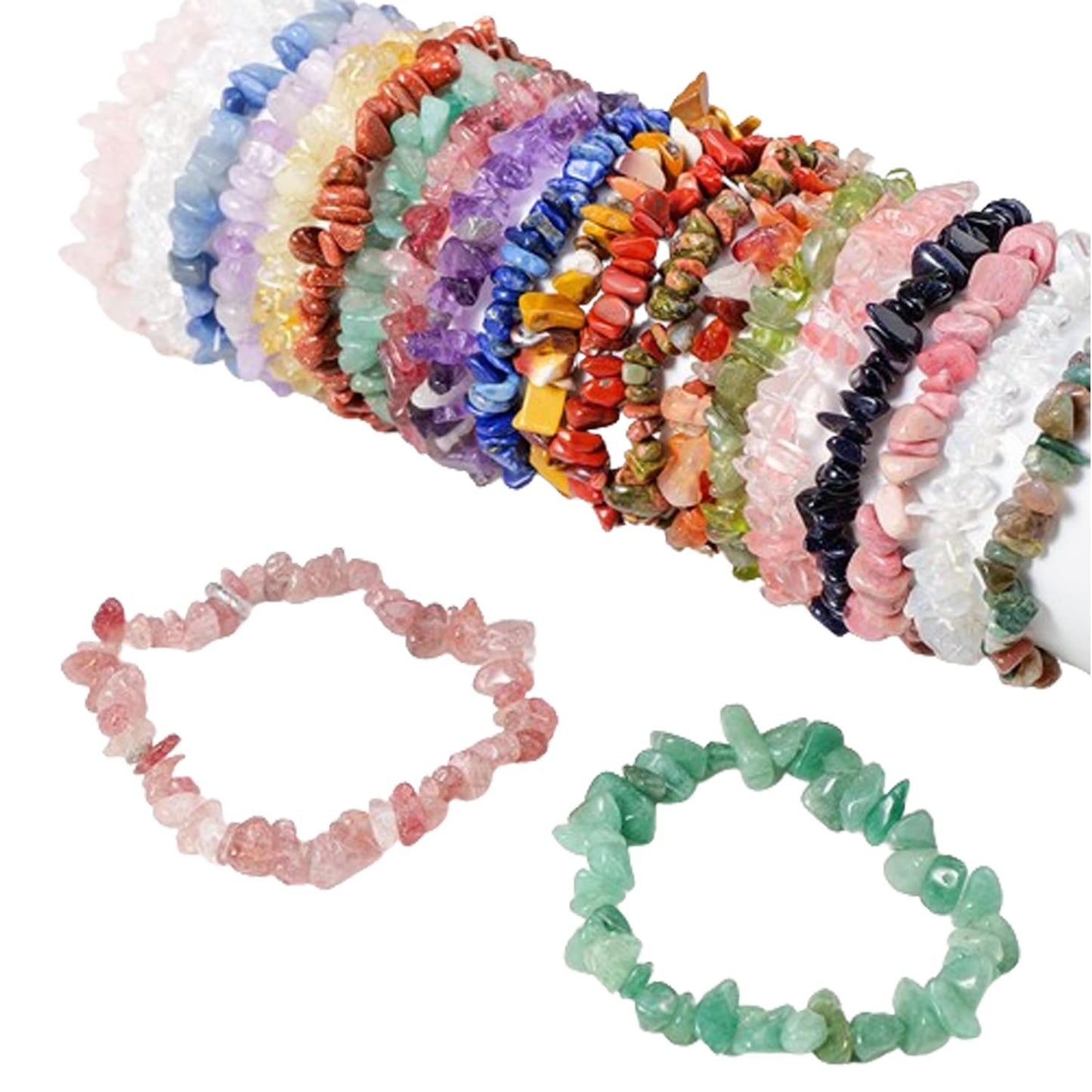 Erliway 7 Chakra Crystals Bracelet Irregular Beads Stretch Bracelet Healing Crystals Chips Bracelet Natural Gemstone Bracelets for Women Jewelry Reiki Meditation