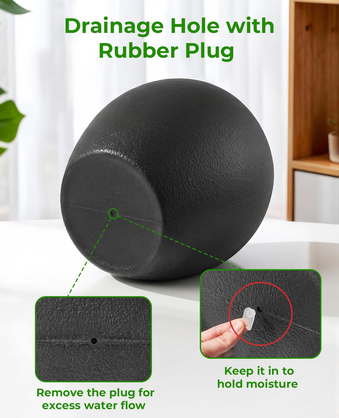 homenote Flower Pots 14.5/12/9.6 Inch,Large Plant Pots Indoor with Drainage,Plastic Pots for Plants,Garden Pots for Outdoor,Large Planters for Indoor Plants,Big Plastic Planter,Off-Black(3 Pcs)