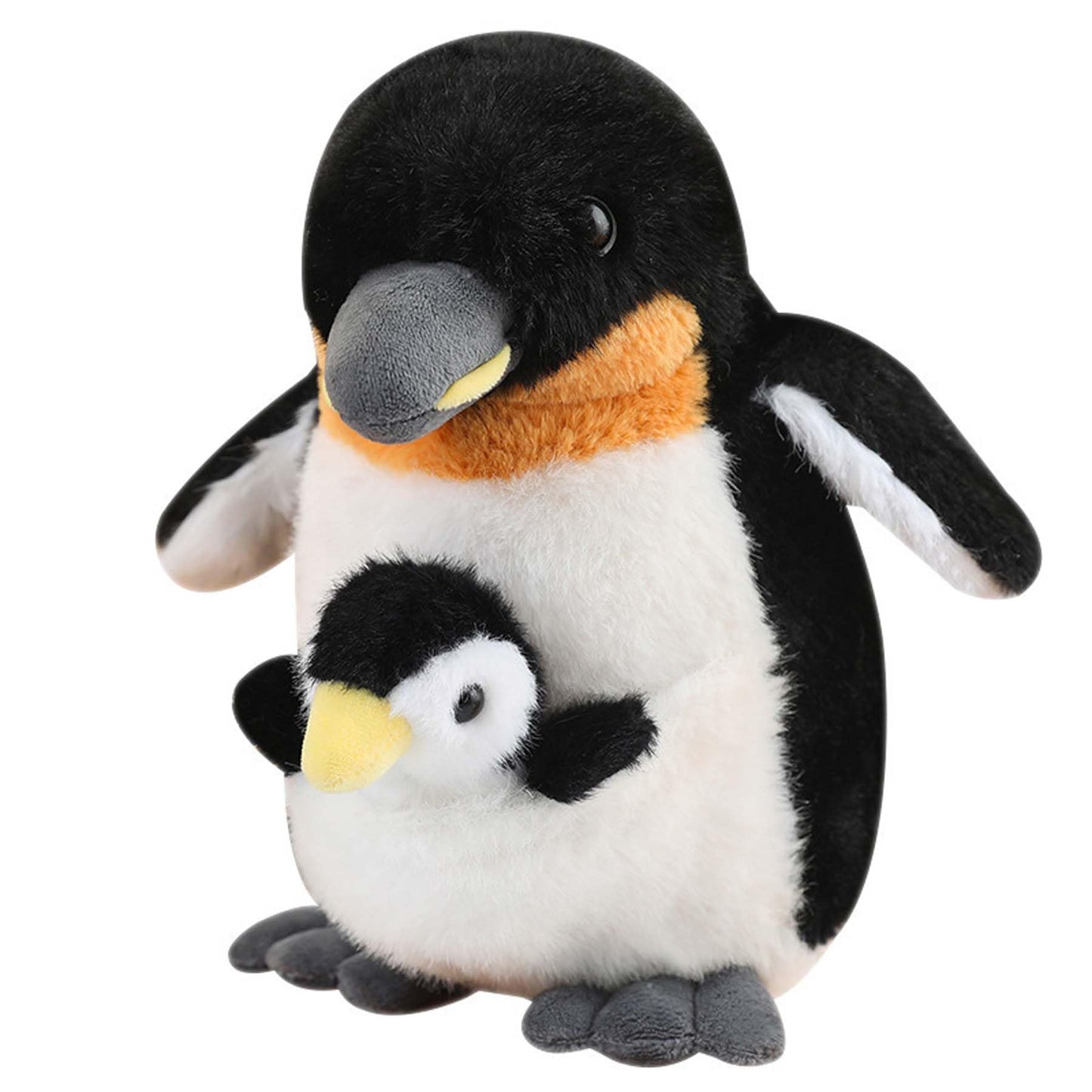 Ruzucoda Plush Mum Penguin with Baby Stuffed Toys Prentend Play Animals Dolls Gifts for Kids 10Inches