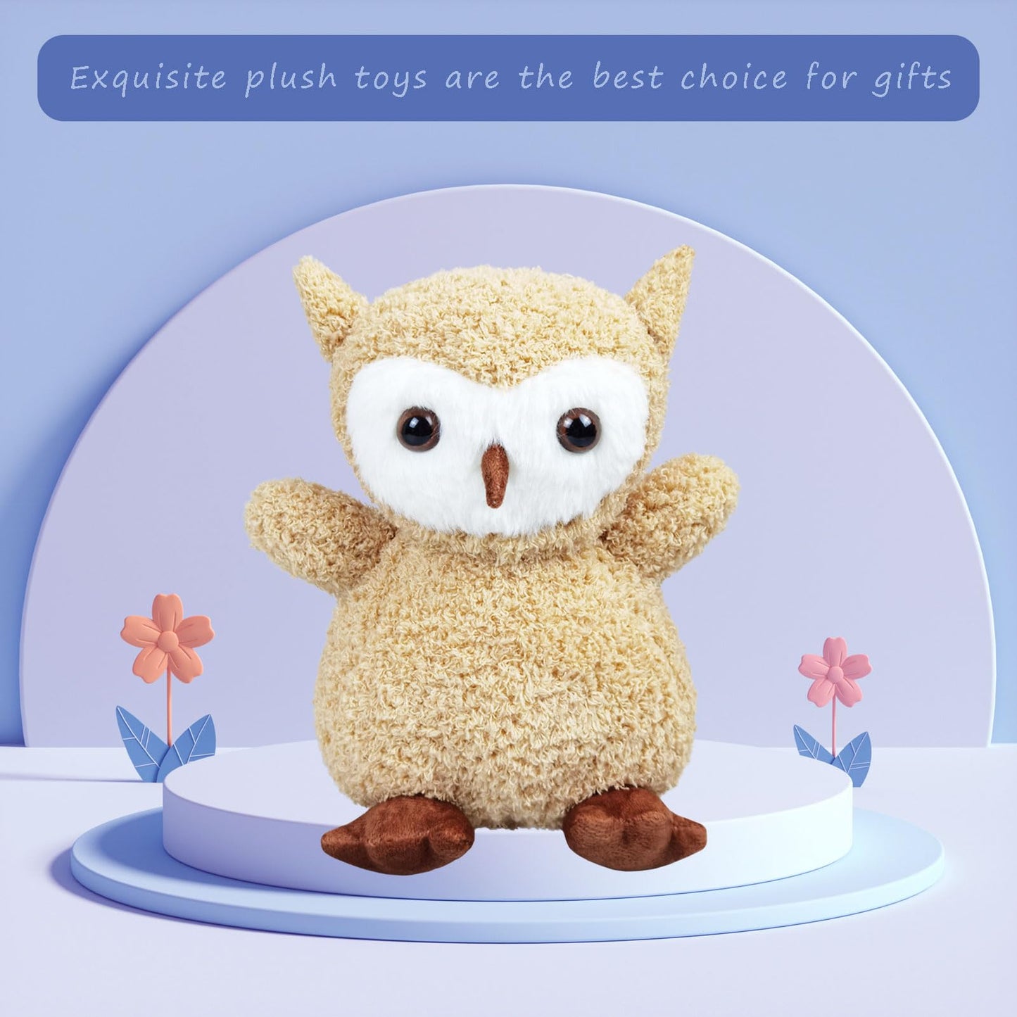 Doindute Light Brown Plush Owl Stuffed Animal Toy, Soft Cuddly Plushie Hugger Toy for Boys & Girls, Gifts for Kids or Girlfriend, 8.5 Inches
