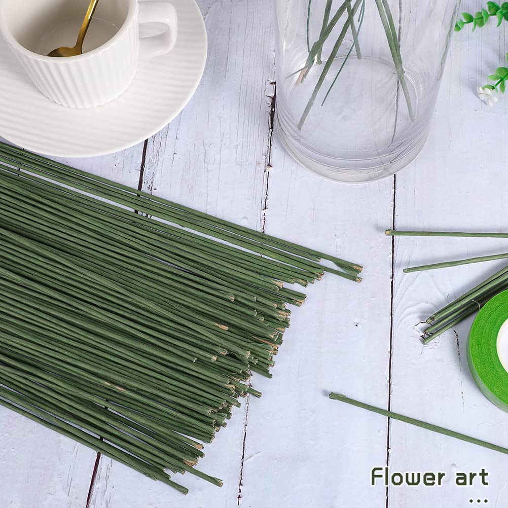 120 Pack Floral Stems Wire for Paper Flower 2 Gauge Flower Stems for Crochet Projects 16 Inch Artificial Green Crafts Wire Wreath Making Supplies for Flower DIY