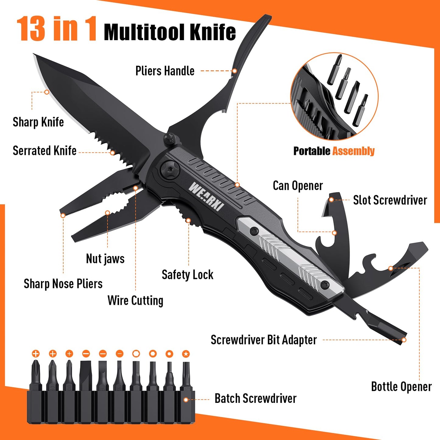 WEARXI Gifts for Men, Pocket Knife Multitool, Fathers Day Dad Gifts from Daughter Son, Mens Gifts for Dad/Him/Husband, Birthday Gift for Men/Boyfriend, Dad Gifts Cool Gadgets, Camping Essentials