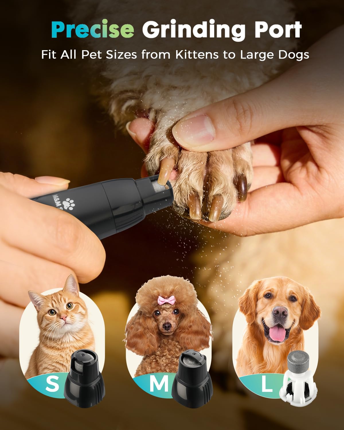 M&M STAR Dog Grooming Kit, Quiet Dog Clippers for Grooming Heavy Thick Coats, Cordless Pet Hair Trimmer & Shaver with Paw Trimmer, Low Noise Rechargeable Clippers for Small Large Dogs Cats