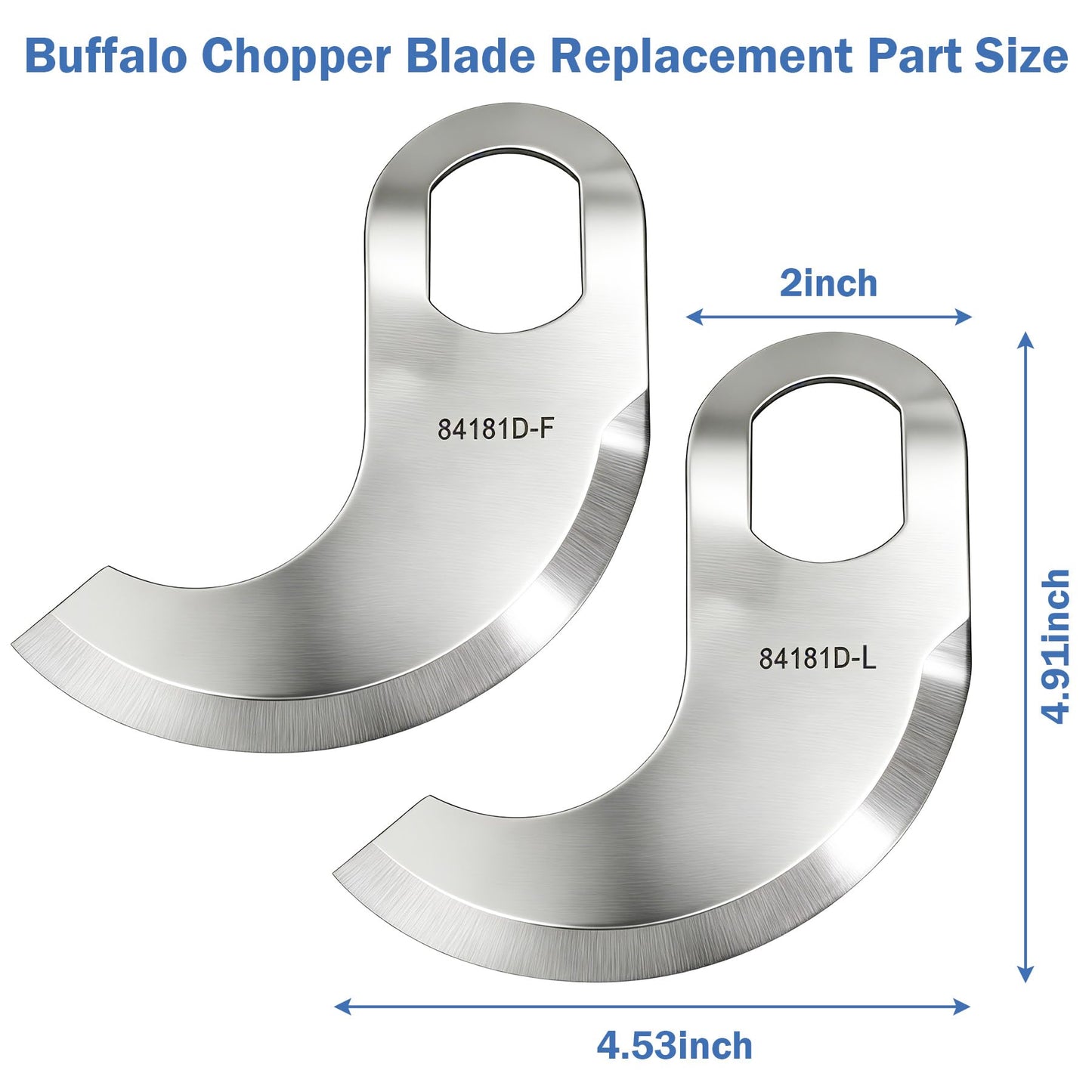 84181D Buffalo Chopper Blades Replacement for Hobart 8181, 8185, and 84186 Series Food Choppers 18" Bowl, Food Cutter Choppers Knives Replaces for Hobart 00-077372, 00-077373