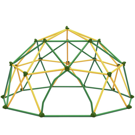 13ft Large Kids Climbing Dome Geometric Jungle Gym Play Structure with 1000 LB Capacity Green & Yellow Outdoor Play Equipment for Backyard Weather-Resistant Steel Frame