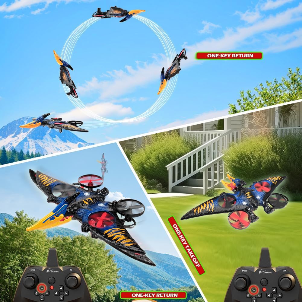 jaming Pterodactyl Drone Dragon Toys Rc Airplanes for Kids and Adults Easy to Flying Dinosaur Toys Remote Controlled Aircraft for Beginners Hobby RC Plane Toys Birthday Gifts for Boys 8-12
