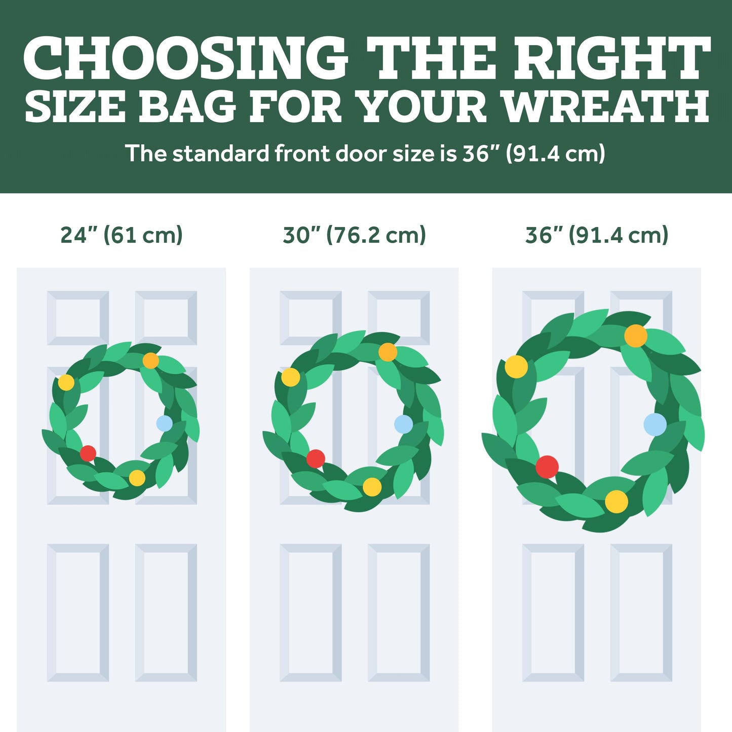 ZOBER Christmas Wreath Storage Container 24 Inch - Wreath Bag Fits 2 Wreaths Box - 600D Oxford Fabric - Interior Compartment for Storing Garlands, Wreaths Storage Bag W Strong Durable Handles - Green