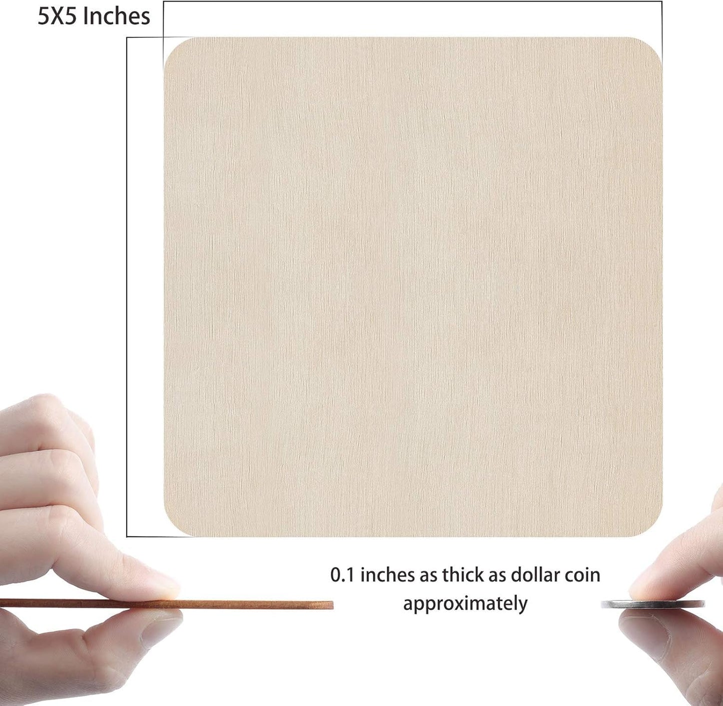 Fuyit Unfinished Wood Pieces, 50Pcs 5 x 5 Inch Blank Natural Wood Square Wooden Cutouts Board for DIY Crafts Painting, Scrabble Tiles, Coasters, Decoration