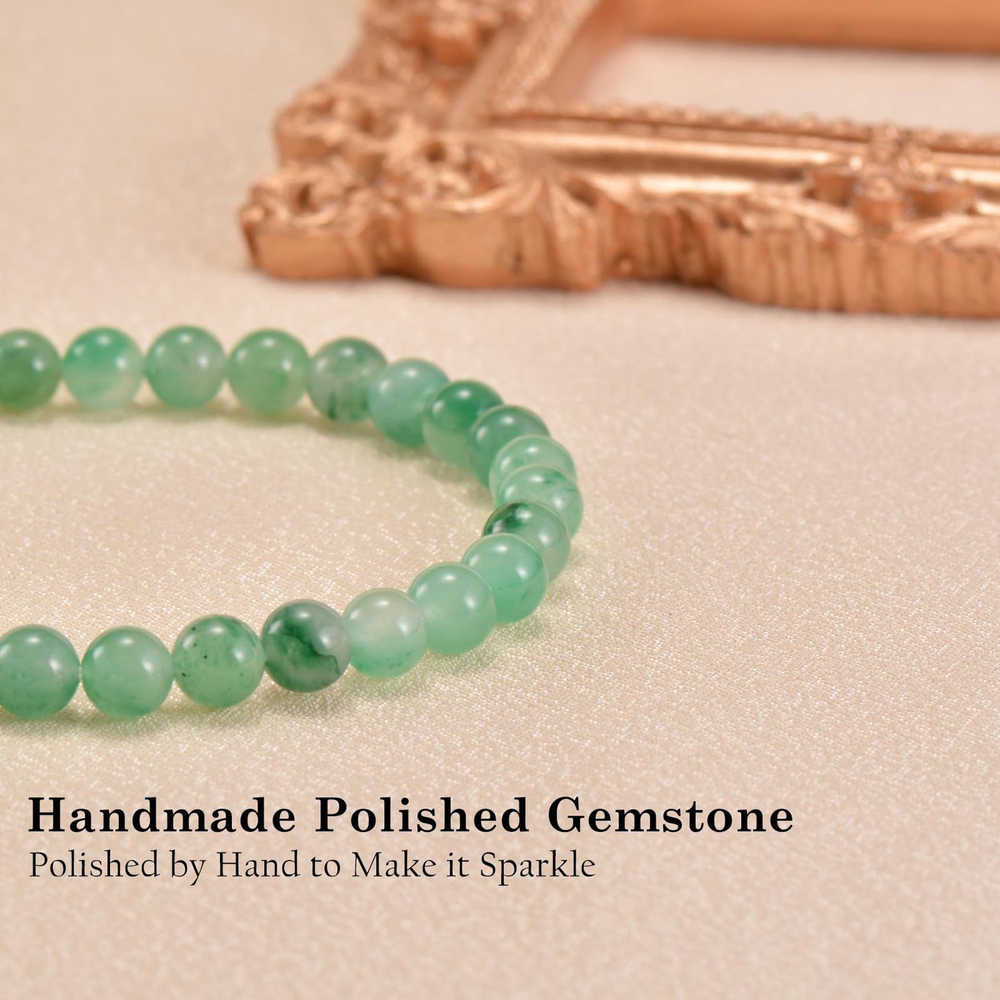 Aluckiss 6mm African Jade Bracelets for Women Men 6.8 inch African Jades Crystal Round Beaded Stretch Bracelet Natural Gemstone Handmade Polishing Stone for Spiritual Healing Meditation Yoga