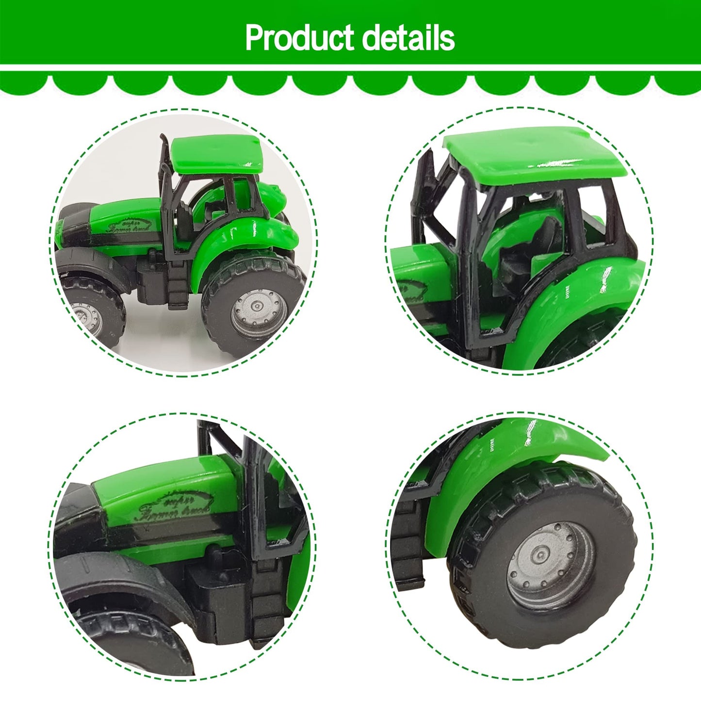 26 PCS Mini Farm Animal Tractor Cake Topper Set with Tree Farmer Fences Cow Pig Sheep Figures Tractor farmer Cake Topper for Boy Girl Birthday Party Decorations