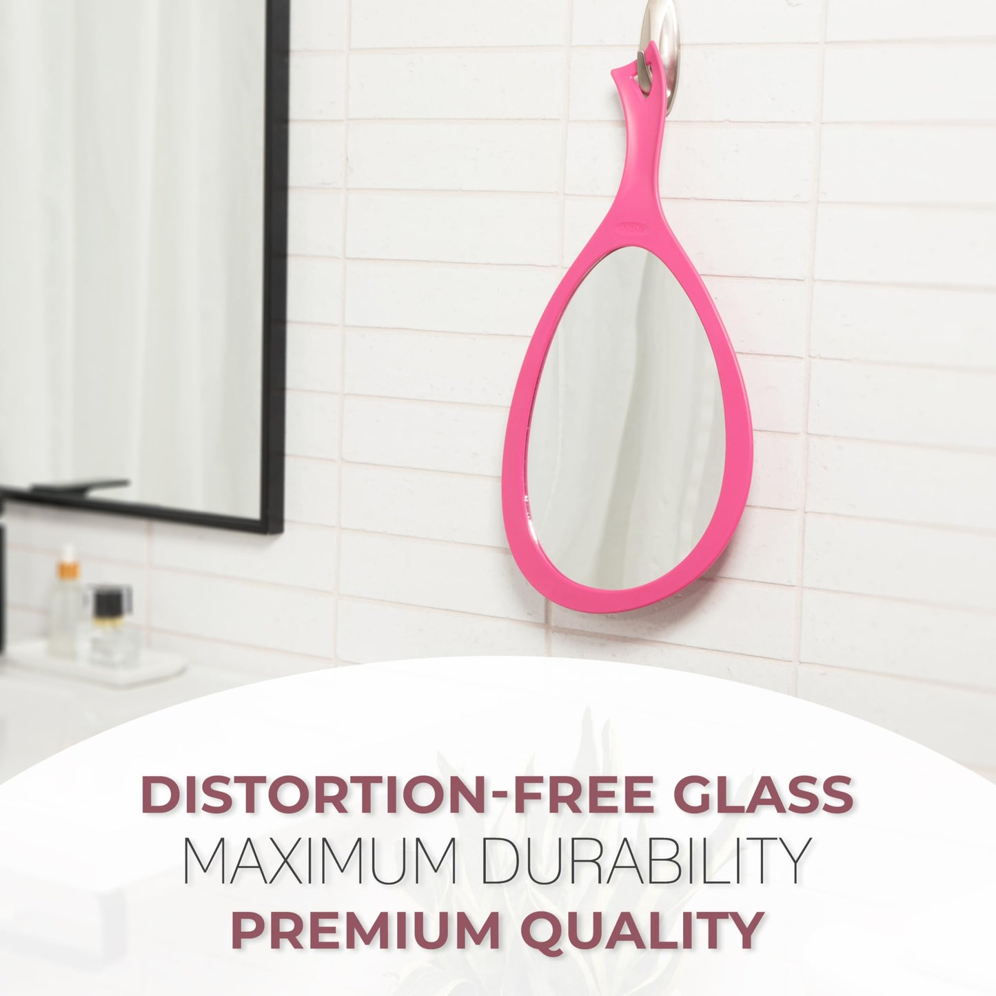 Zadro Salon Professional Extra Large Hand Mirror with Handle, 10" W x 19" L, Multi-Purpose Oval Handheld Mirror with New Distortion-Free Reflection (1, Black, Large (Pack of 1))