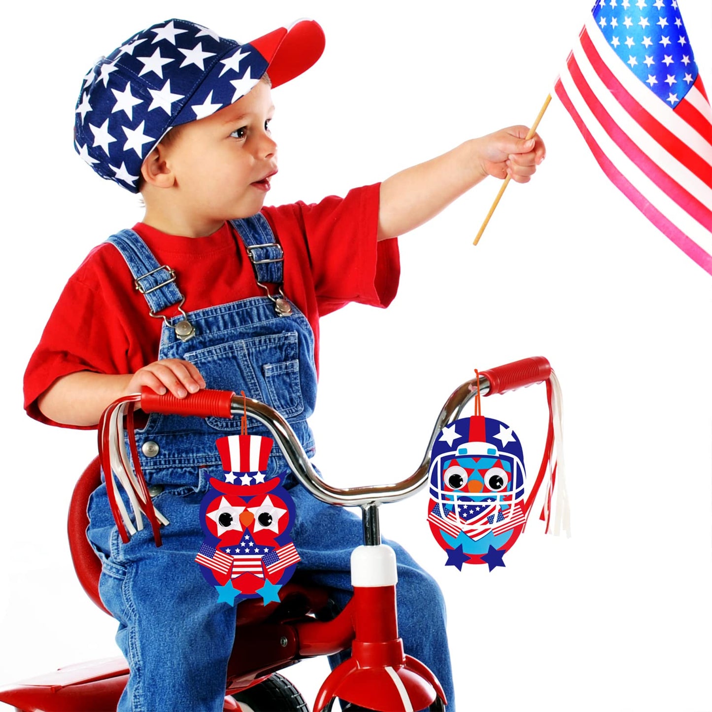 Winlyn 36 Sets 4th of July Craft Kits Patriotic Crafts DIY Owl Ornaments Decorations Art Sets Owl Shapes with Red White Blue USA Flag Patriotic Star Stickers for Kids Party Classroom Activities
