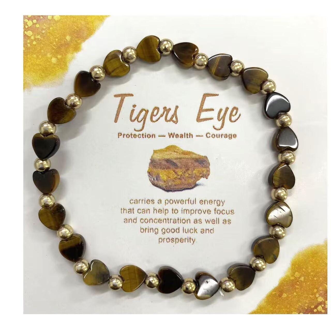 Zian Healing Crystal Stretch Bracelets for Women Men Handmade Colorful Love Heart Round Beaded Adjustable Bracelets Good Luck Yoga Chakra Stone Jewelry Gifts - Tigers Eye