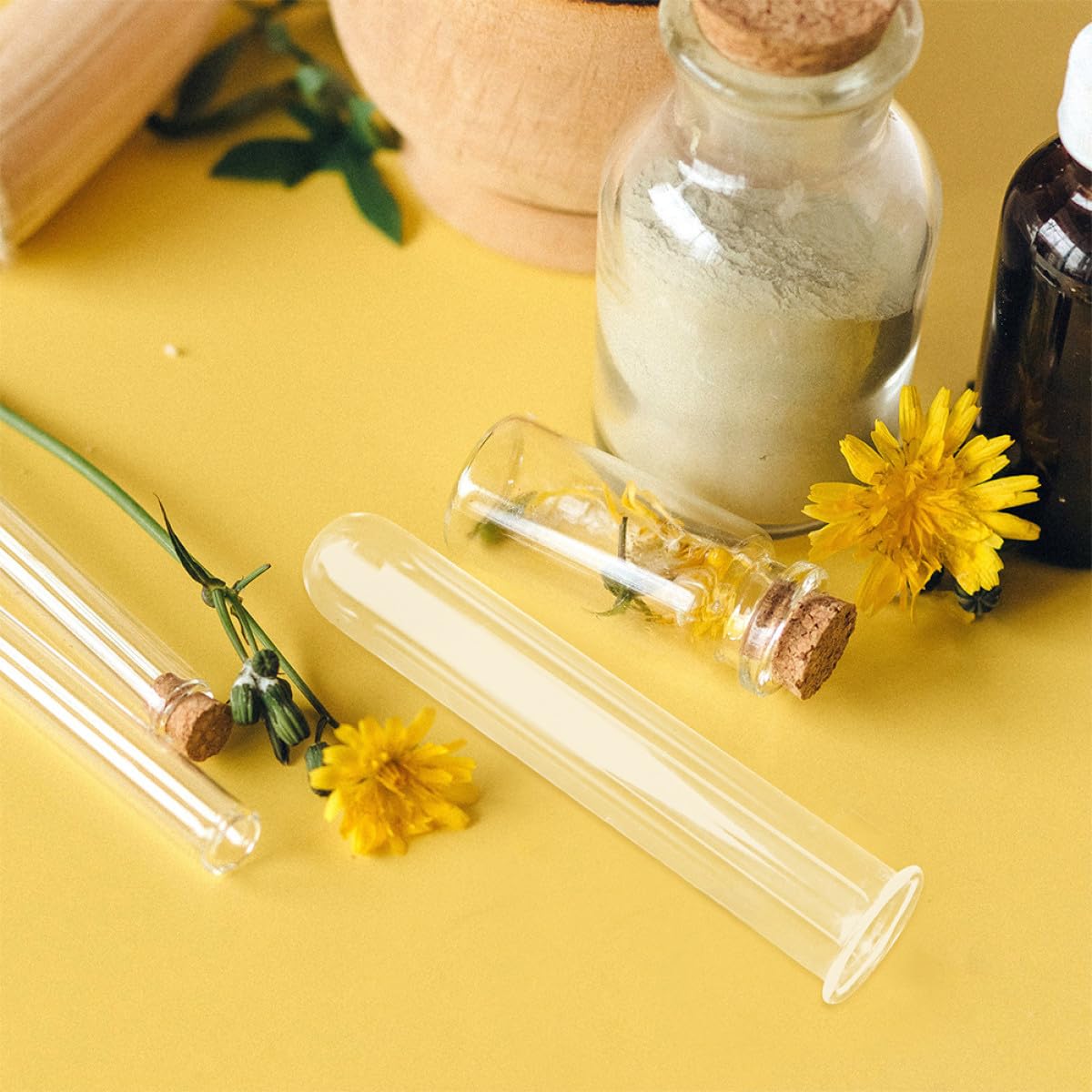MUCKLILY Glass Test Tube Vases for Plant Propagation 2.5x18cm Small Hydroponic Flower Tubes Glass Planter Terrariums for Home and Office Desktop 4pcs Set