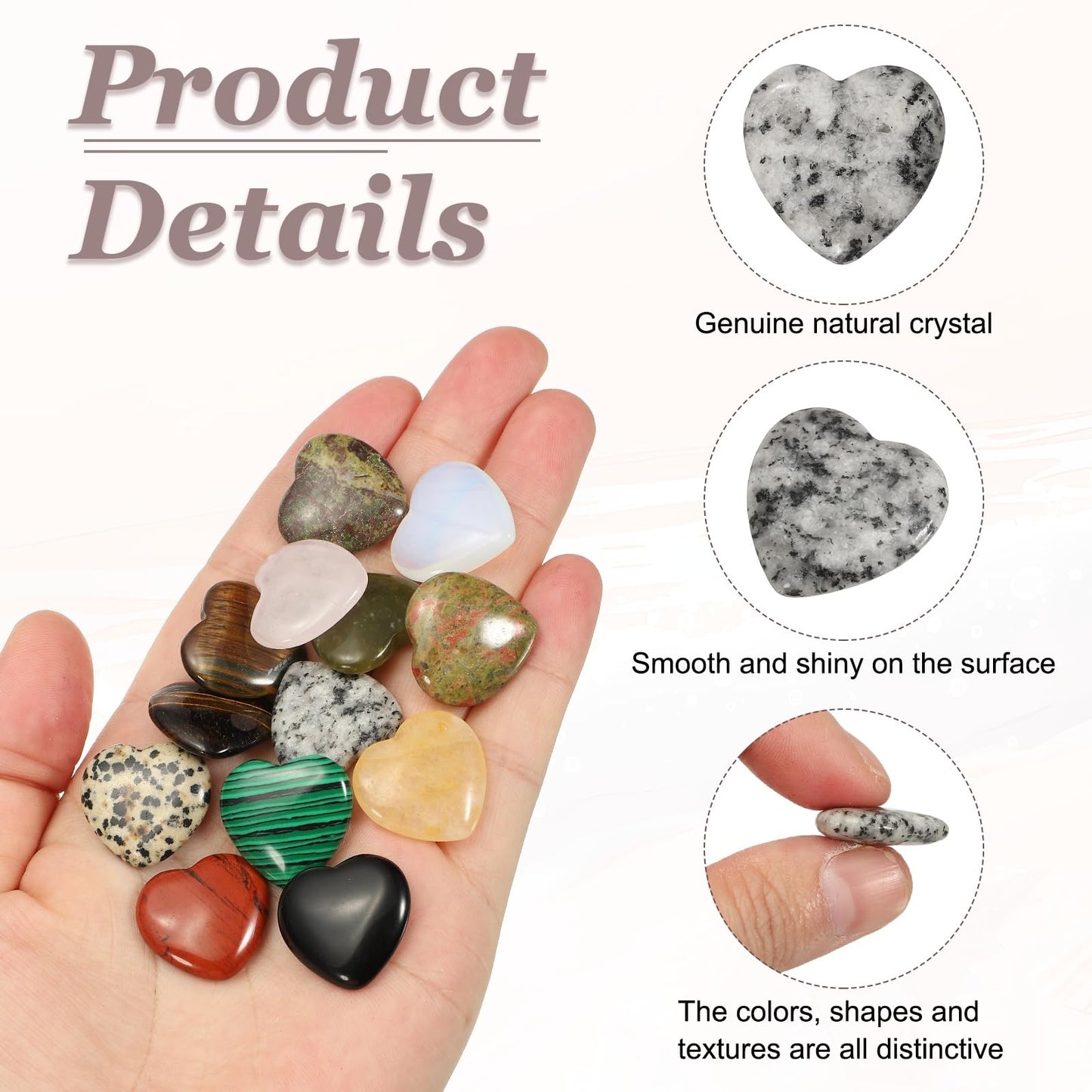 uxcell 5 Pcs Snowflake Obsidian Crystal Stones Heart Shaped, 2 cm Tumbled Stones and Crystals, Polished Gemstone Rocks for Women Gifts Meditation Crafting Home Decor