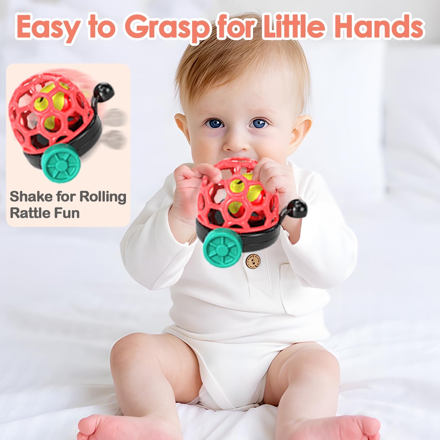 WEEJOYGAM Train Baby Toys 6-12 Months, Infant Soft Cars for Toddlers 1-3 Boy Easter Basket Stuffers Birthday Gift 6 7 8 9 10 Month 1 Year Old Boy Cause Effect Montessori Musical Push Truck Ball Rattle