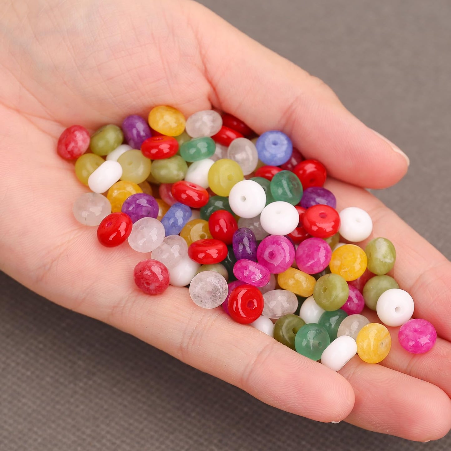 BONNY BOXX 1 Strand Natural 5 * 8mm Mulitcolor Rondelle Beads, Natural Abacus Disk Stone Beads Loose Spacer Gemstone for DIY Bracelet Necklace Jewelry Making