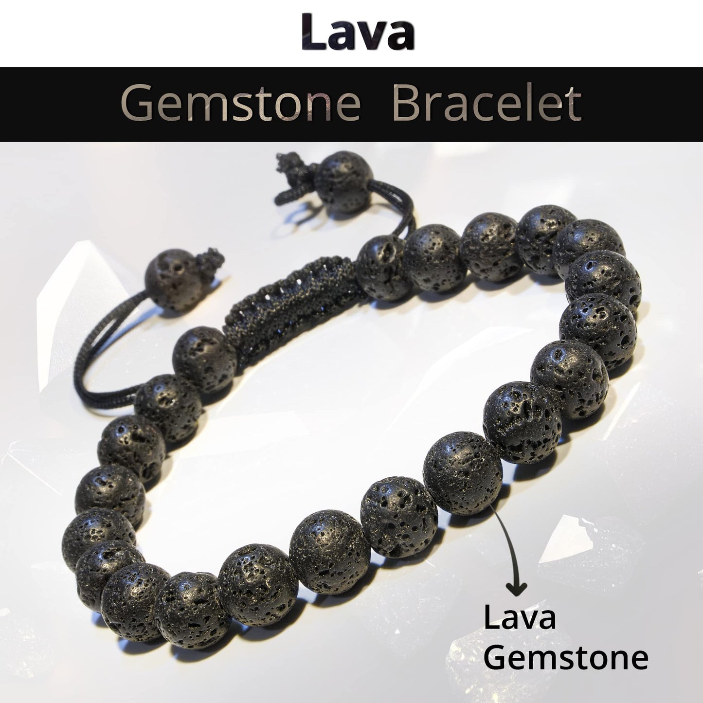 ANAYA AGATE Lava Rock Chakra Bracelet - Energy Protection Crystal Handmade Adjustable Bead Bracelet Perfect for Men, Women’s Christmas Gift - Gemstone Healing Stretch Pulsera Para Hombre Mujer Stocking Stuffer