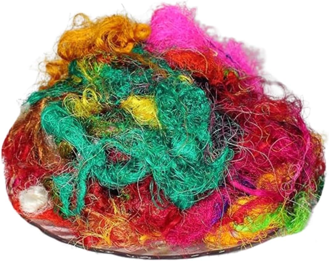 Knitsilk Mulberry Silk Fibers – Hand-Dyed Multicolor Silk Roving for Needle Felting, Wet Felting, Spinning & Knitting – 100 Grams Natural Mulberry Silk for Crafting