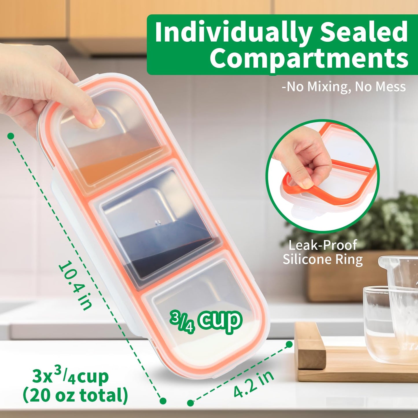 HSXMN Stainless Steel Snack Containers, 3-Compartment Metal Snackle Box for Kids & Adults, Clear Reusable Condiment Box with Lids, Divided Food Storage Container for School, Work, Home & Travel