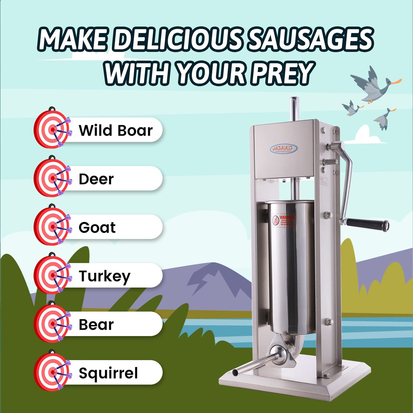 Hakka 15lb/7.5L Manual Fixed Tank Meat Mixer and11 Lb/5 L Sausage Stuffer