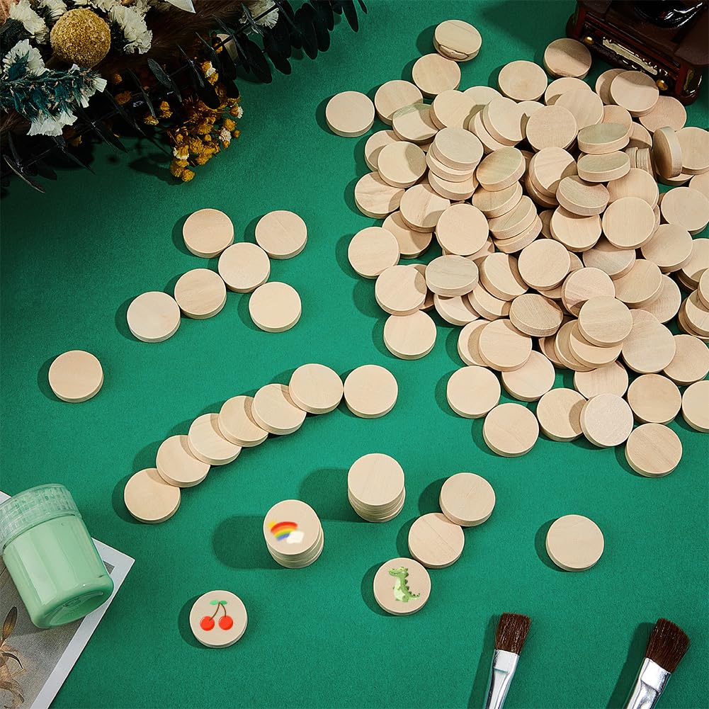 OLYCRAFT 400Pcs 0.8 Inch Natural Beech Wood Slices Unfinished Round Wooden Discs Small Wooden Circles Cutouts Unfinished Round Wood Slices for DIY Crafts Painting EngravingChristmas Decoration