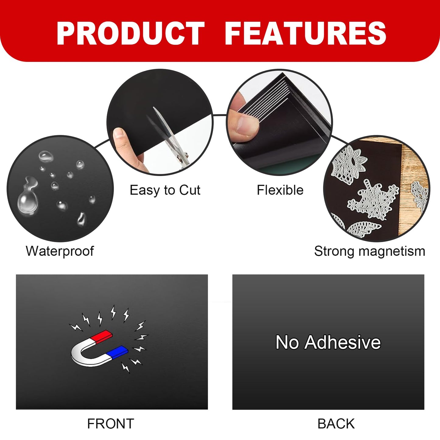 Thaibear Magnetic Sheets Non Adhesive, 5" x 7", 15 Pack Flexible Magnetic Sheets for Dies Storage Stamp, Die Cut Storage Magnet Sheet for Crafts, DIY, Photos - Easy to Cut into Any Size