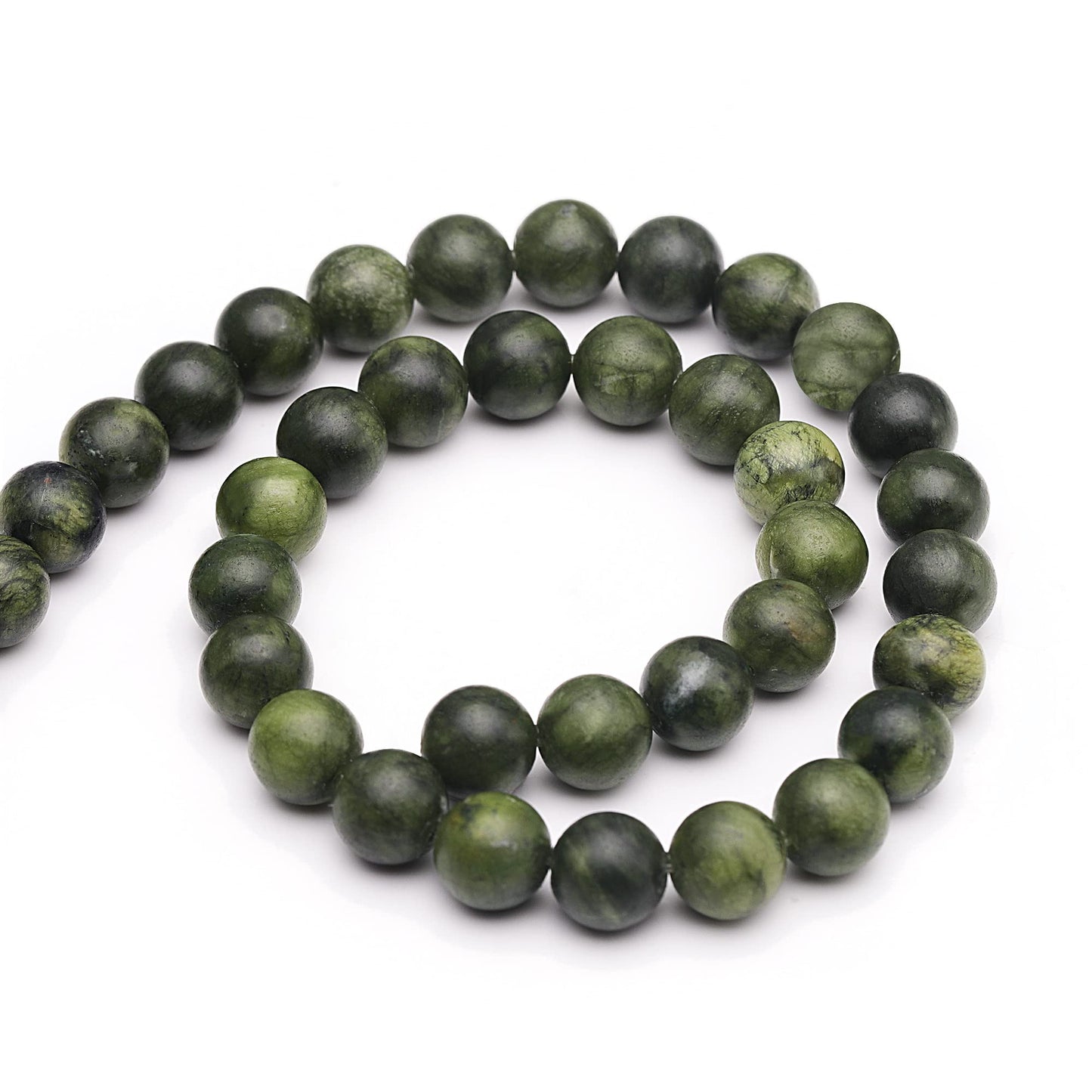 Youngbling Natural Jade Beads for Jewelry Making,8mm Green Jade Polished Round Smooth Stone Beads,Genuine Real Stone for Bracelet Necklace 15 Inch(Green Jade,8mm)