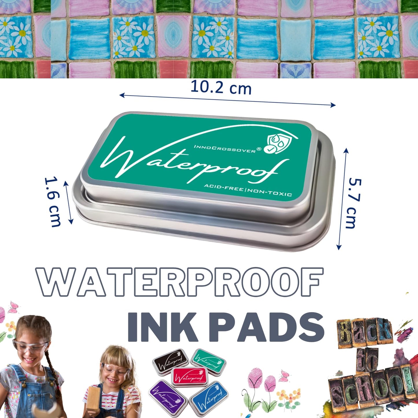 Ink Pads for Rubber Stamps, Rubber Stamps Pads- Permanent, Waterproof, Stamp Pads for Card Making, Scrapbooking Supplies, Christmas Ink Stamps, Hand Stamp Ink Pad, Non-Toxic (5 Ink Pad Bundles)